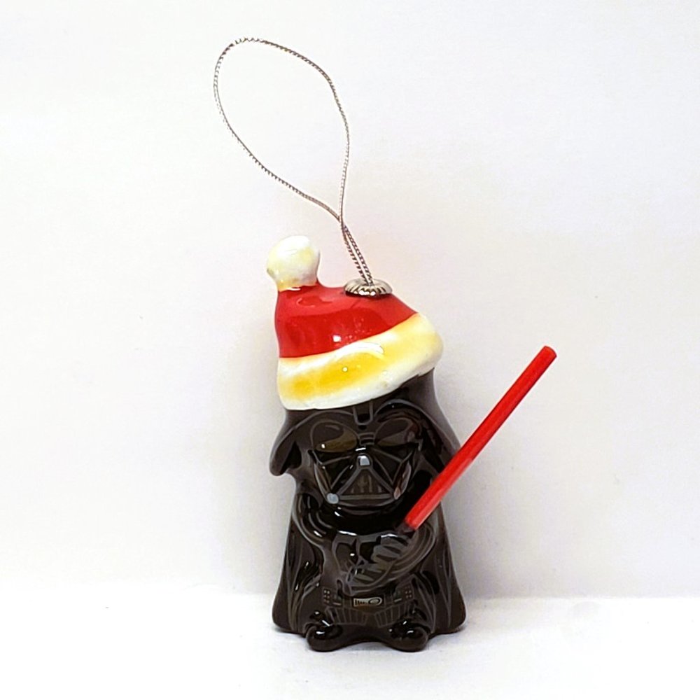 Darth Vader Christmas Ornament Santa Hat Star Wars Red Light Saber LFL 4"